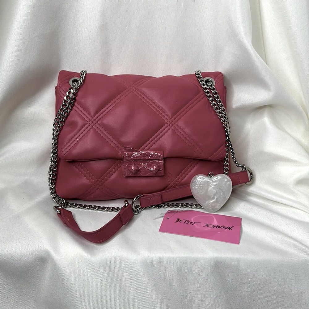 Pink quilted Betsey Johnson bag